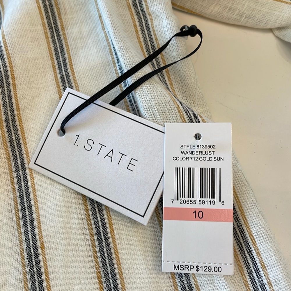 1. State Blazer Jacket White Striped Linen Size 10 NWT - Picture 17 of 17